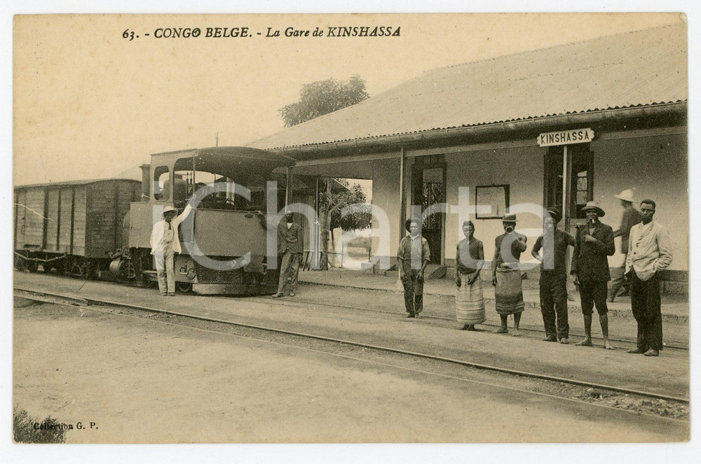 1910 ca CONGO BELGE La gare de KINSHASA - RARE Postcard ANIMATED train  Cartolina postale d'epoca, non viaggiata.CONDIZIONI: GFORMATO: FP    originale e autentica 1