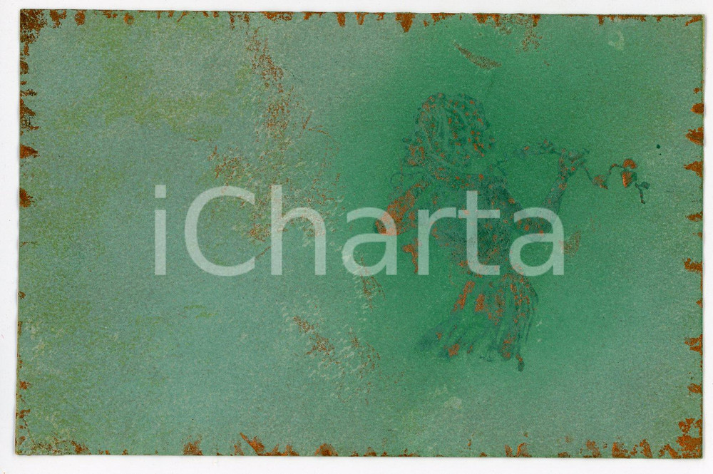 1900 ca ART NOUVEAU Lady with ivy - RARE ILLUSTRATED embossed postcard green  Pregevole cartolina postale d'epoca, illustrata, a rilievo, non viaggiata.CONDIZIONI: GFORMATO: FP    originale e autentica 1