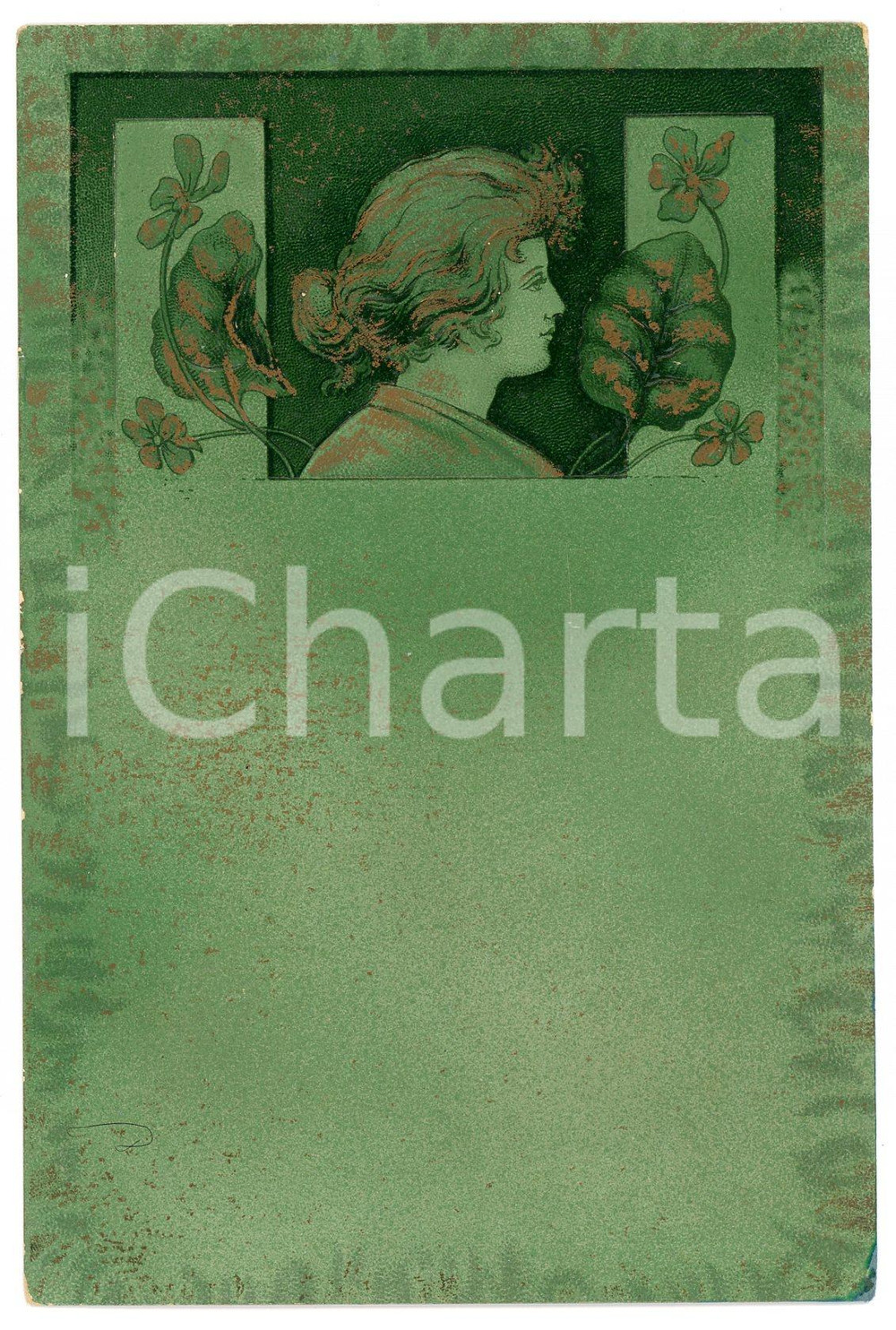 1900 ca ART NOUVEAU Head of a woman - ILLUSTRATED RARE embossed postcard  Pregevole cartolina postale d'epoca, illustrata, non viaggiata.CONDIZIONI: G FORMATO: FP    originale e autentica 1