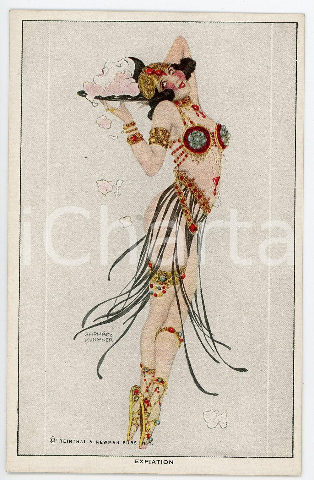 1910 ca ART NOUVEAU Raphael KIRCHNER - Expiation - RARE Postcard ed. REINTHAL  Pregevole cartolina postale d'epoca, illustrata, non viaggiata.CONDIZIONI: GFORMATO: FPEDITORE: Reinthal &amp; Newman Pubs. N.Y.    originale e autentica 1
