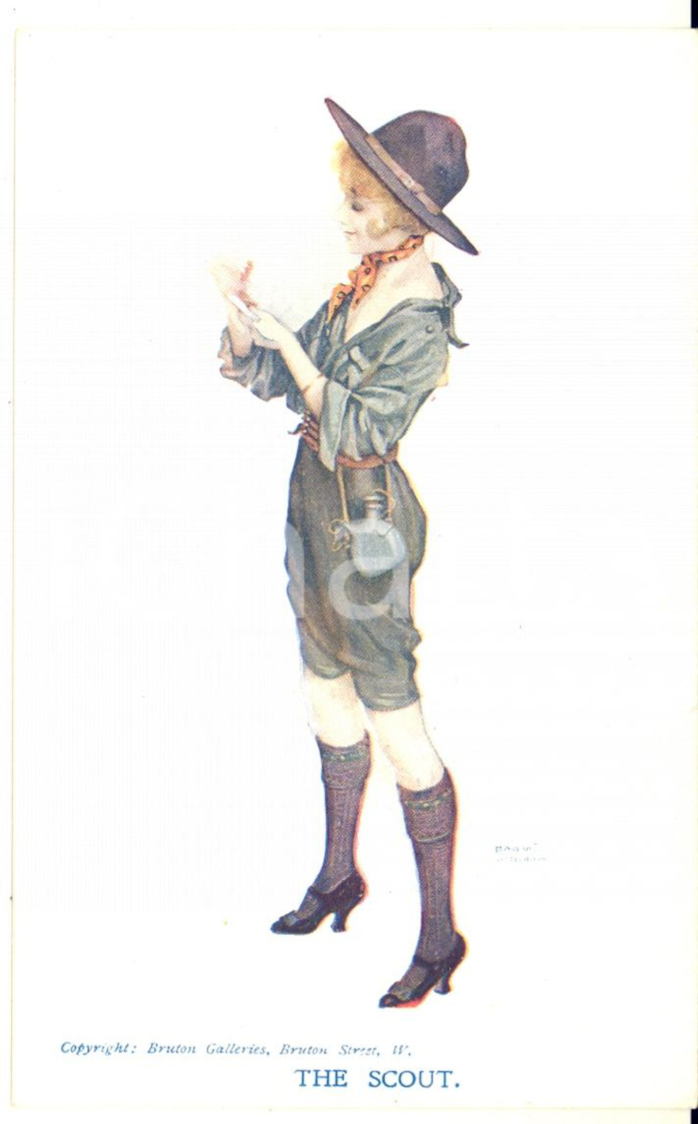 1920 ca Artist Raphael KIRCHNER The Scout - Girl - RARE Illustrated Postcard  Pregevole cartolina postale d'epoca, illustrata, non viaggiata.CONDIZIONI: GFORMATO: FPEDITORE: Delta Fine Art Co, London     originale e autentica 1