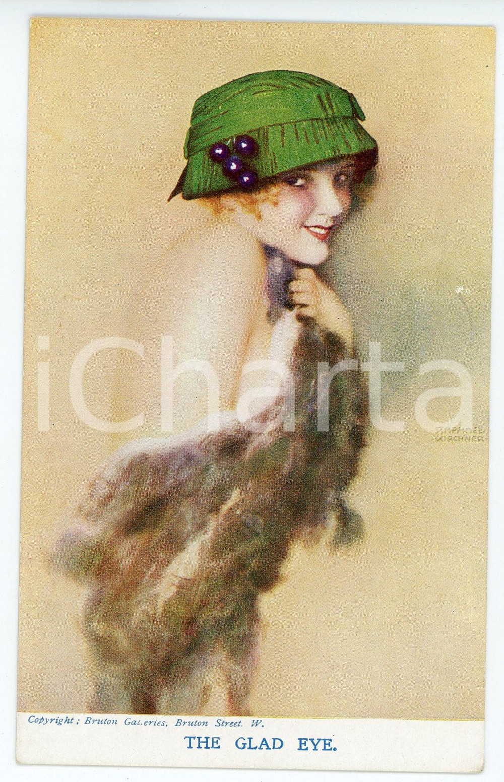 1920 ca Artist Raphael KIRCHNER The Glad Eye - Illustrated vintage postcard  Pregevole cartolina postale d'epoca, illustrata, non viaggiata.CONDIZIONI: GFORMATO: FPEDITORE: Delta Fine Art Co, London     originale e autentica 1