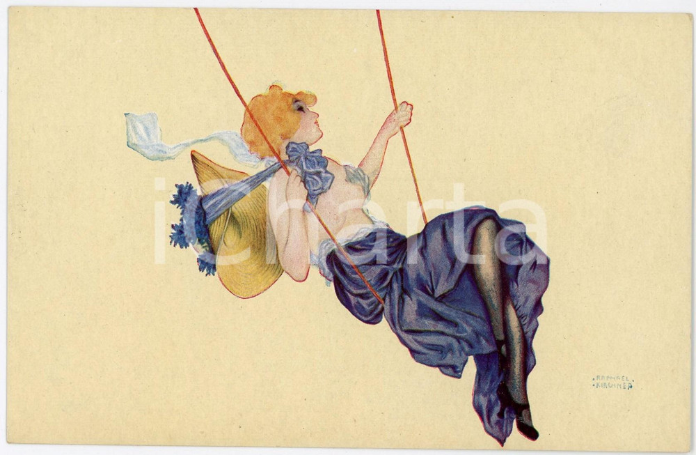 1915 ca Artist Raphael KIRCHNER - L'escarpolette - Illustrated vintage postcard  Pregevole cartolina postale d'epoca, illustrata da Raphael Kirchner, non viaggiata.CONDIZIONI: GFORMATO: FP    originale e autentica 1