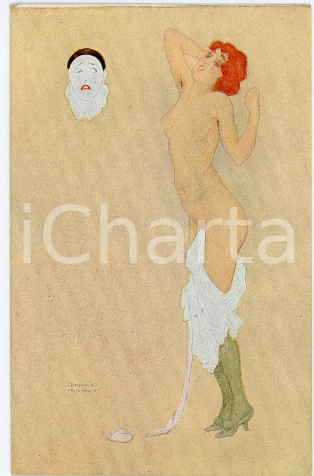 1920 ca Artist Raphael KIRCHNER La Paresse - RARE  nude postcard Péchés Capitaux  Pregevole cartolina postale d'epoca, illustrata, non viaggiata.Serie "Les P&eacute;ch&eacute;s Capitaux".CONDIZIONI: G (ma fioriture al verso)FORMATO: FP    originale e autentica 1