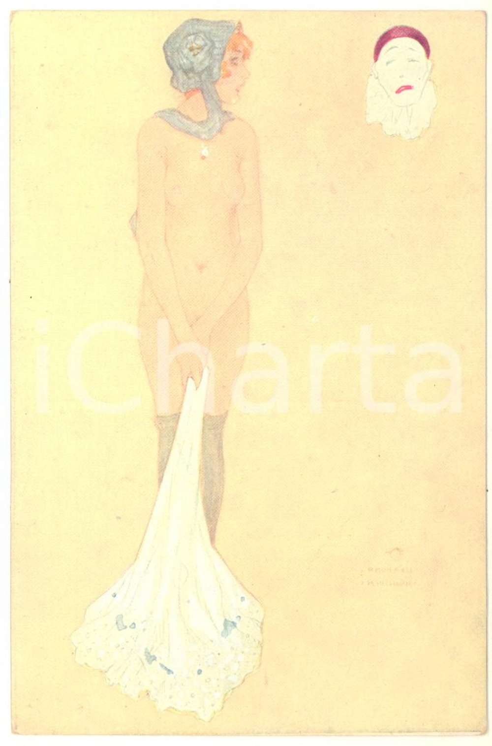 1920 ca Artist Raphael KIRCHNER - L'Envie - RARE  nude postcard PÃ©chÃ©s Capitaux  Pregevole cartolina postale d'epoca, illustrata, non viaggiata.Serie "Les P&eacute;ch&eacute;s Capitaux".CONDIZIONI: G FORMATO: FP    originale e autentica 1