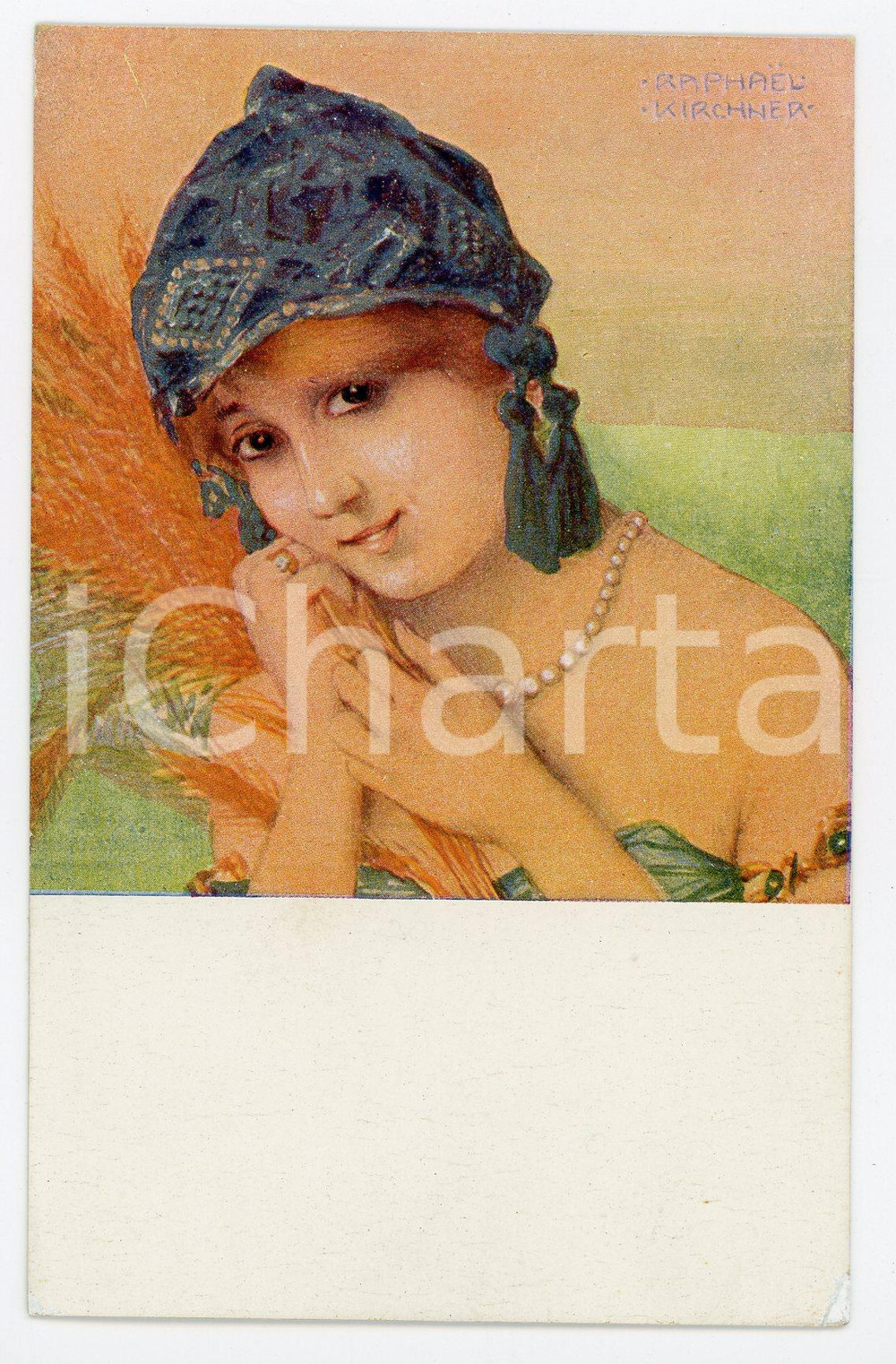 1915 ca Artist Raphael KIRCHNER - La Glaneuse - Illustrated vintage postcard  Pregevole cartolina postale d'epoca, illustrata da Raphael Kirchner, non viaggiata.CONDIZIONI: FAIR (piccolo residuo all'angolo inferiore destro)FORMATO: FP    originale e autentica 1