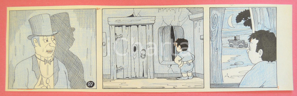 1950 ca DUTCH COMIC by A. REUVERS Original comic strip n.87 - ORIGINAL ART Striscia a fumetti d'epoca, originale e autentica. Disegno originale a china di A. Reuvers.EDITORE: Omnium PressCONDIZIONI: FAIRDIMENSIONI: 31x9 cm    originale e autentica 1