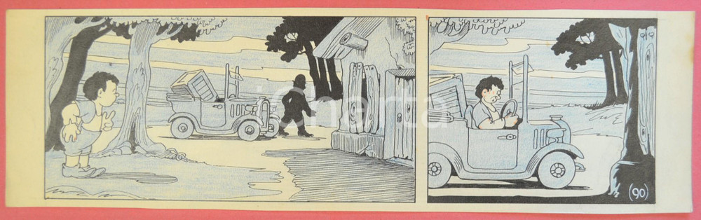 1950 ca DUTCH COMIC by A. REUVERS Original comic strip n.90 - ORIGINAL ART Striscia a fumetti d'epoca, originale e autentica. Disegno originale a china di A. Reuvers.EDITORE: Omnium PressCONDIZIONI: FAIR (bruniture)DIMENSIONI: 31x12 cm    originale e autentica 1