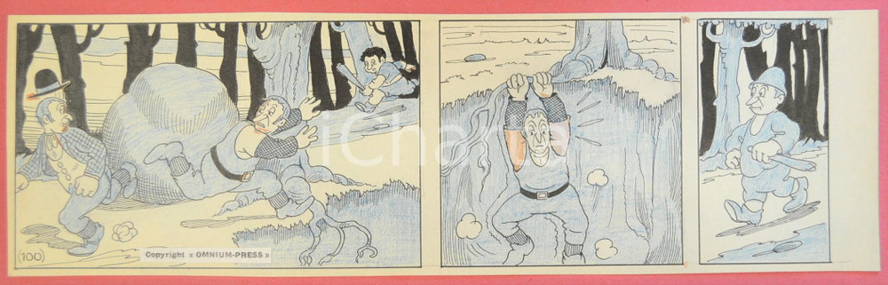 1950 ca DUTCH COMIC by A. REUVERS Original comic strip n.100 - ORIGINAL ART Striscia a fumetti d'epoca, originale e autentica. Disegno originale a china di A. Reuvers.EDITORE: Omnium PressCONDIZIONI: FAIR DIMENSIONI: 31x9 cm    originale e autentica 1