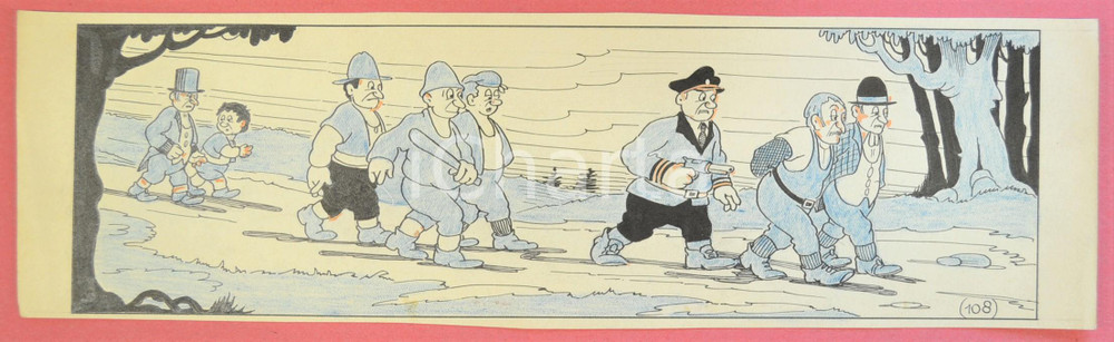 1950 ca DUTCH COMIC by A. REUVERS Original comic strip n.108 - ORIGINAL ART Striscia a fumetti d'epoca, originale e autentica. Disegno originale a china di A. Reuvers.EDITORE: Omnium PressCONDIZIONI: FAIRDIMENSIONI: 31x9 cm    originale e autentica 1
