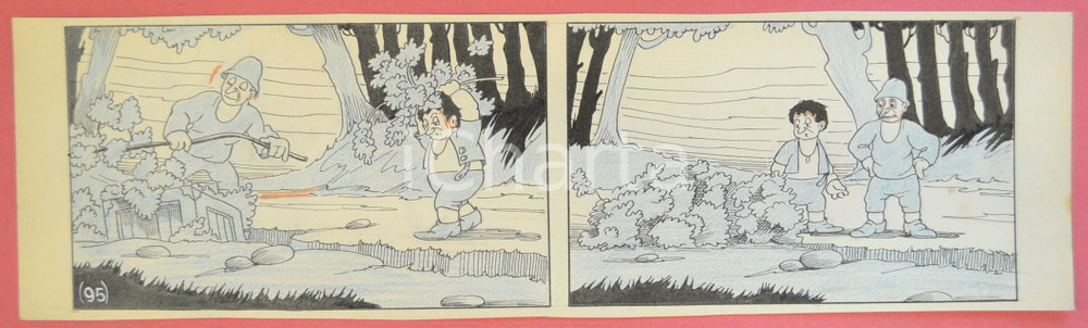 1950 ca DUTCH COMIC by A. REUVERS Original comic strip n.95 - ORIGINAL ART Striscia a fumetti d'epoca, originale e autentica. Disegno originale a china di A. Reuvers.EDITORE: Omnium PressCONDIZIONI: FAIRDIMENSIONI: 31x9 cm    originale e autentica 1