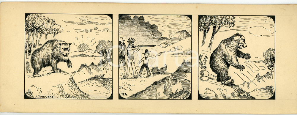 1940ca DRUMPIE'S DOLLE ADVENTUREN Comic strip 124 - A. REUVERS Original art RARE Striscia a fumetti d'epoca, originale e autentica. Disegno originale a china firmato A. Reuvers. EDITORE: Omnium PressCONDIZIONI: FAIRDIMENSIONI: 30x11 cm    originale e autentica 1