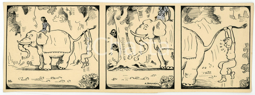1940ca DRUMPIE'S DOLLE ADVENTUREN Colonial comic strip 56 - A. REUVERS *RARE Striscia a fumetti d'epoca, originale e autentica. EDITORE: Omnium PressCONDIZIONI:FAIRDIMENSIONI: 25x9 cm    originale e autentica 1