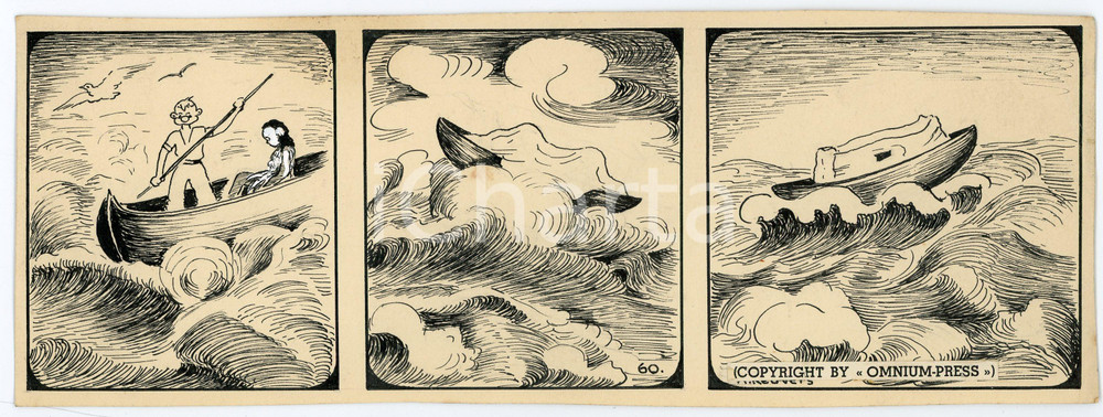 1940 DRUMPIE'S DOLLE ADVENTUREN Colonial comic strip 60 A. REUVERS Original art Striscia a fumetti d'epoca, originale e autentica. Disegno originale a china firmato A. Reuvers. EDITORE: Omnium PressCONDIZIONI:FAIRDIMENSIONI: 25x9 cm    originale e autentica 1