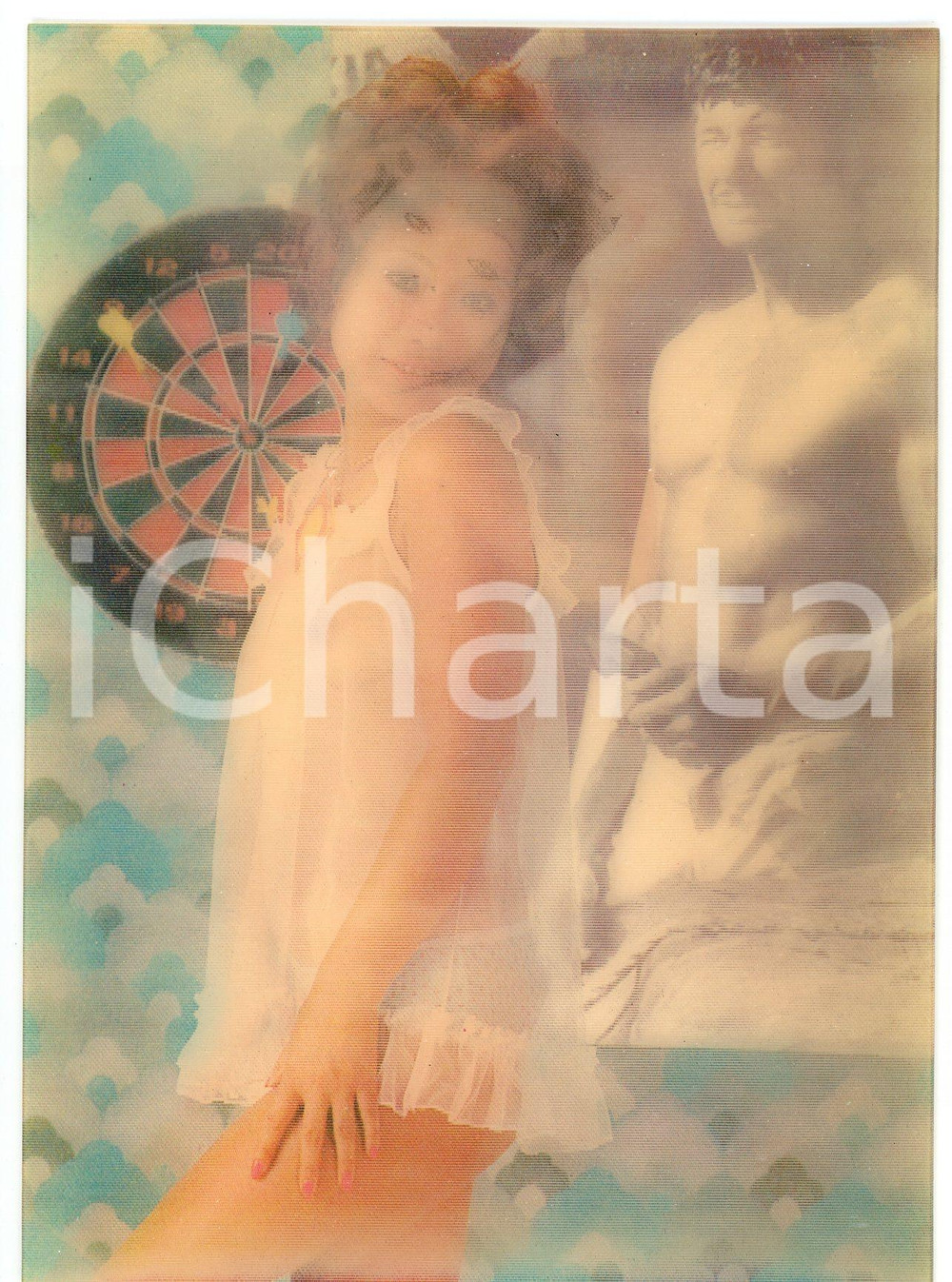 1970ca EROTICA VINTAGE Nude japanese girl - Charles BRONSON Toppan 3D LENTICULAR Cartolina postale d'epoca, 3D lenticolare, non viaggiataEDITORE: Toppan GOOD/buono   originale e autentica 1