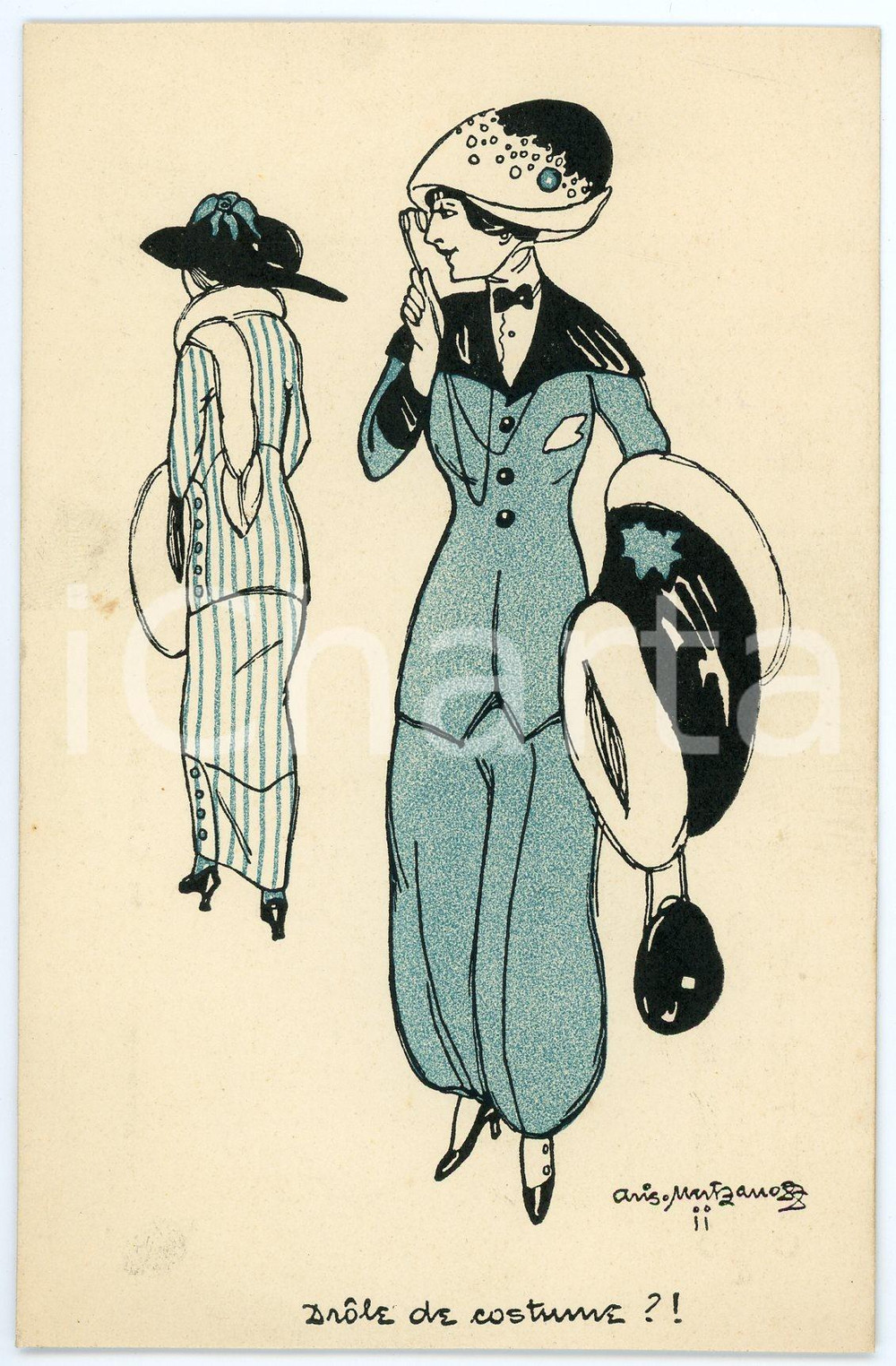 1908 FRANCE Drôle de costume - Illustration de Aris MERTZANOFF Carte postale FP NV Cartolina postale d'epoca, non viaggiata.CONDIZIONI: FAIR FORMATO: FP    originale e autentica 1