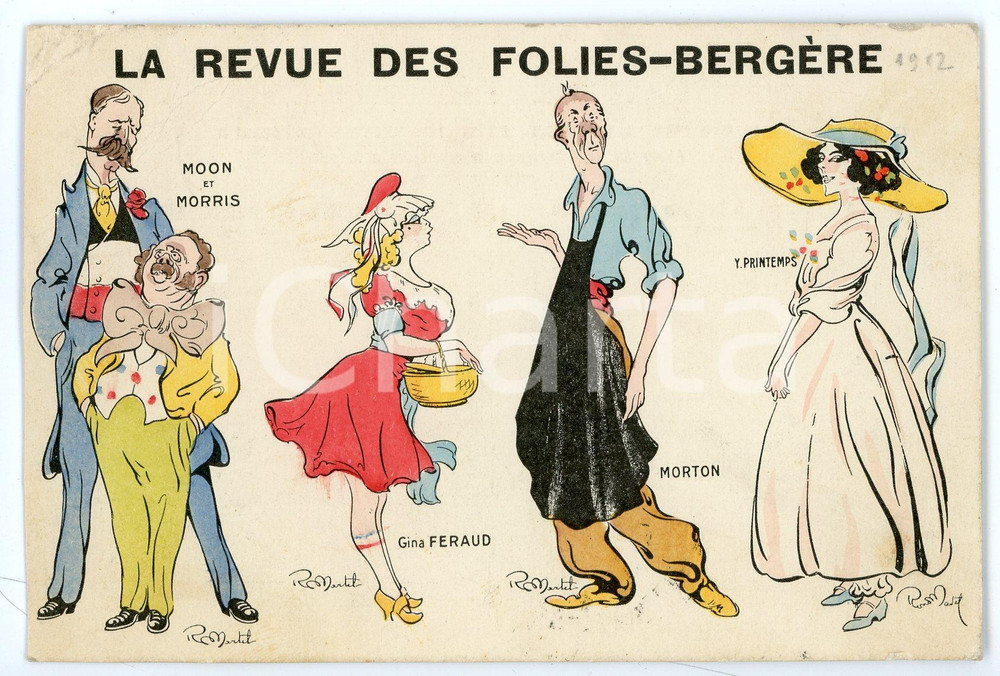 1912 LA REVUE DES FOLIES-BERGÈRE Illustré par R. MARTEL - Carte postale FP VG  Cartolina postale d'epoca, viaggiata.CONDIZIONI: FAIR (piegatura all'angolo superiore sinistro)FORMATO: FP    originale e autentica 1