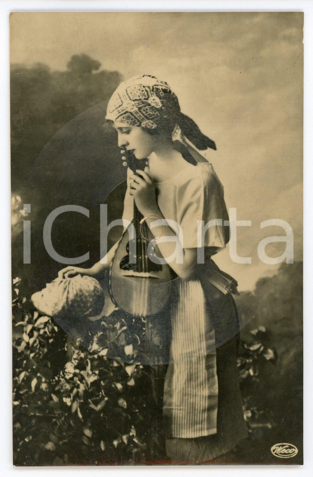 1910 ca FONOSCOPE Kennst du das Land WECO Tonbild-Postkarte - Recorded Postcard Cartolina postale con disco, d'epoca, non viaggiata. CONDIZIONI: FAIRFORMATO: FP    originale e autentica 1