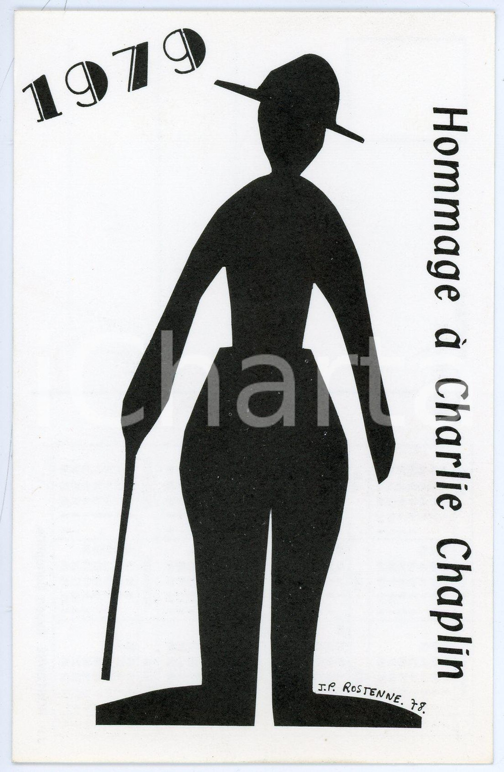 Hommage a Charlie Chaplin 1979 JP Rostenne Postcard  Cartolina postale d'epoca, non viaggiata GOOD/buono  Formato: FP originale e autentica 1
