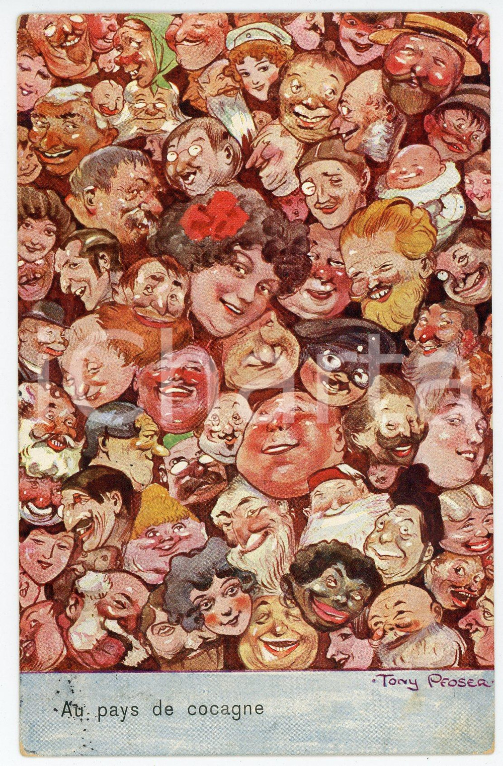 1910ca FRANCE - SATIRE Au pays de cocagne - Ill. Tony PFOSER Carte postale FP VG Cartolina postale d'epoca, viaggiata.CONDIZIONI: FAIR (piegatura all'angolo inferiore destro)FORMATO: FP    originale e autentica 1