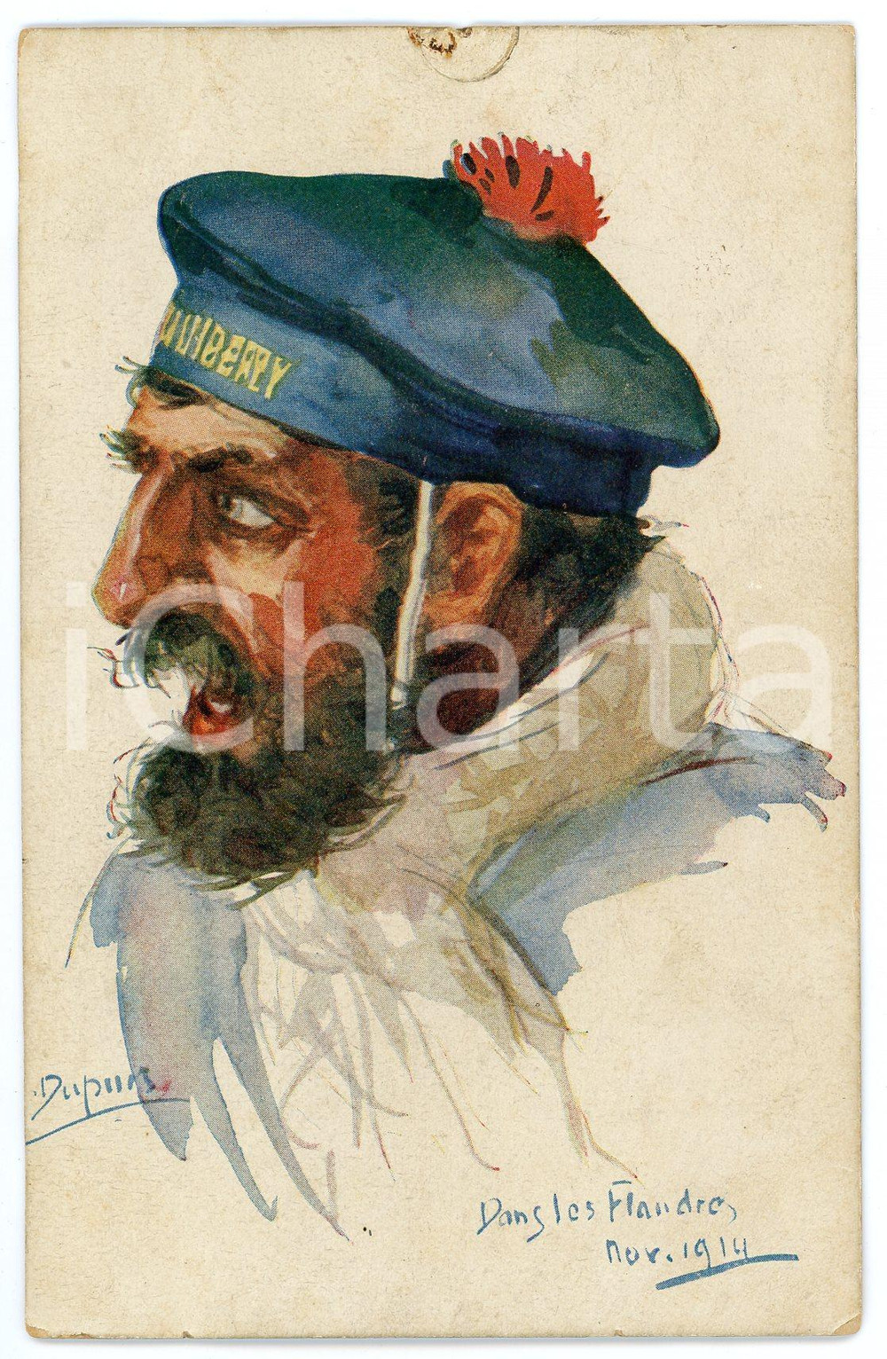 1914 WW1 Artist Emile DUPUIS - Dans le Flandre - Carte postale ILLUSTRÉE FP NV  Cartolina d'epoca, non viaggiata. FAIR/discreto smussature e sbrecciature agli angoli, macchia e ammaccatura al margine superiore Formato: FP originale e autentica 1