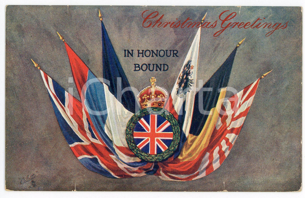 1940 ca WW2 - CHRISTMAS GREETINGS In honour bound ILLUSTRATED Postcard FP VG  Cartolina d'epoca, viaggiata. FAIR/discreto smussature agli angoli Formato: FP originale e autentica 1