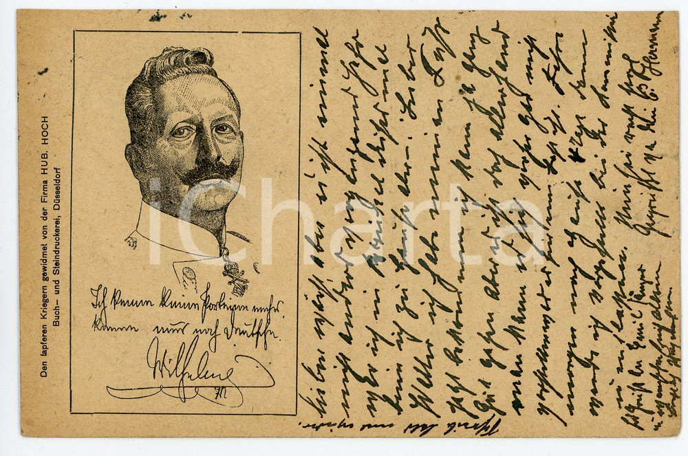 1915 DEUTSCHES REICH Wilhelm II ILLUSTRATED Postcard FP VG  Cartolina postale, viaggiata. FAIR/discreto Lievi smussature agli angoli, piccolo strappo al margine destro Formato: FP originale e autentica 1