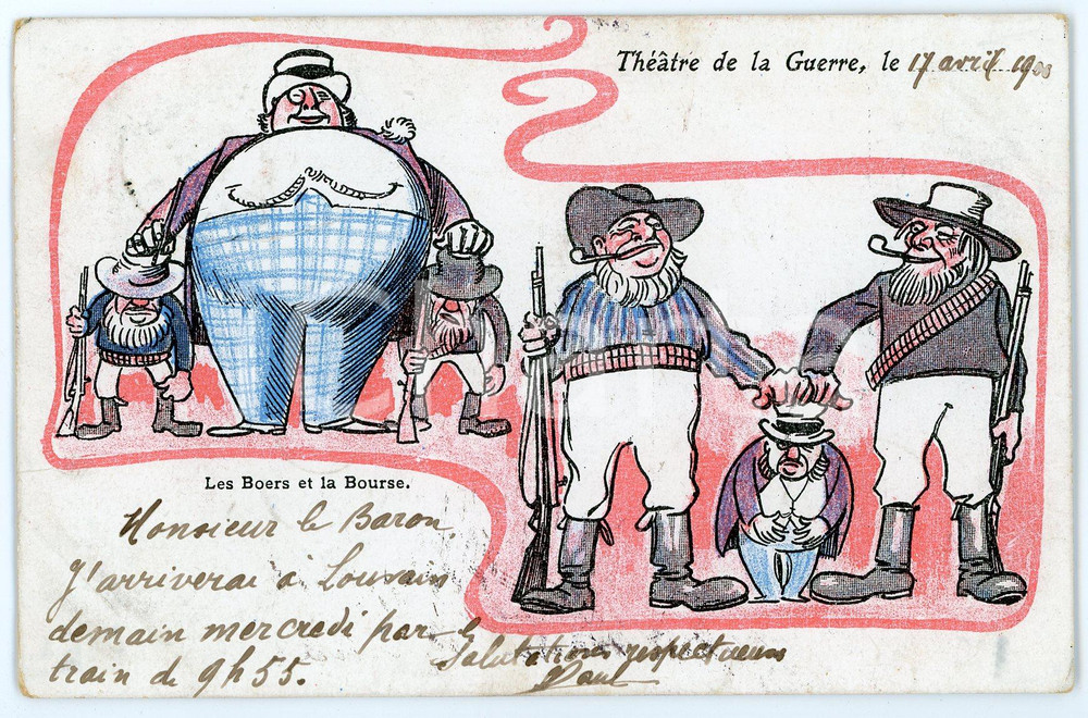 1900 GUERRE DES BOERS - THÉÂTRE DE LA GUERRE Boers et la Bourse Carte postale  Cartolina postale d'epoca, non viaggiata.CONDIZIONI: FAIR FORMATO: FP     originale e autentica 1
