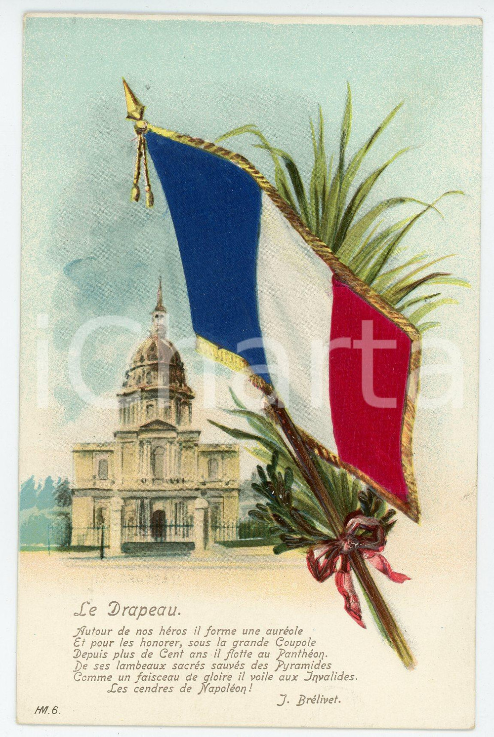 1915 ca WW1 - PARIS Pantheon - "Le drapeau" by J. Brévilet ILLUSTRATED Postcard  Cartolina postale d'epoca, non viaggiata. FAIR/discreto Lievi piegature agli angoli Formato: FP originale e autentica 1