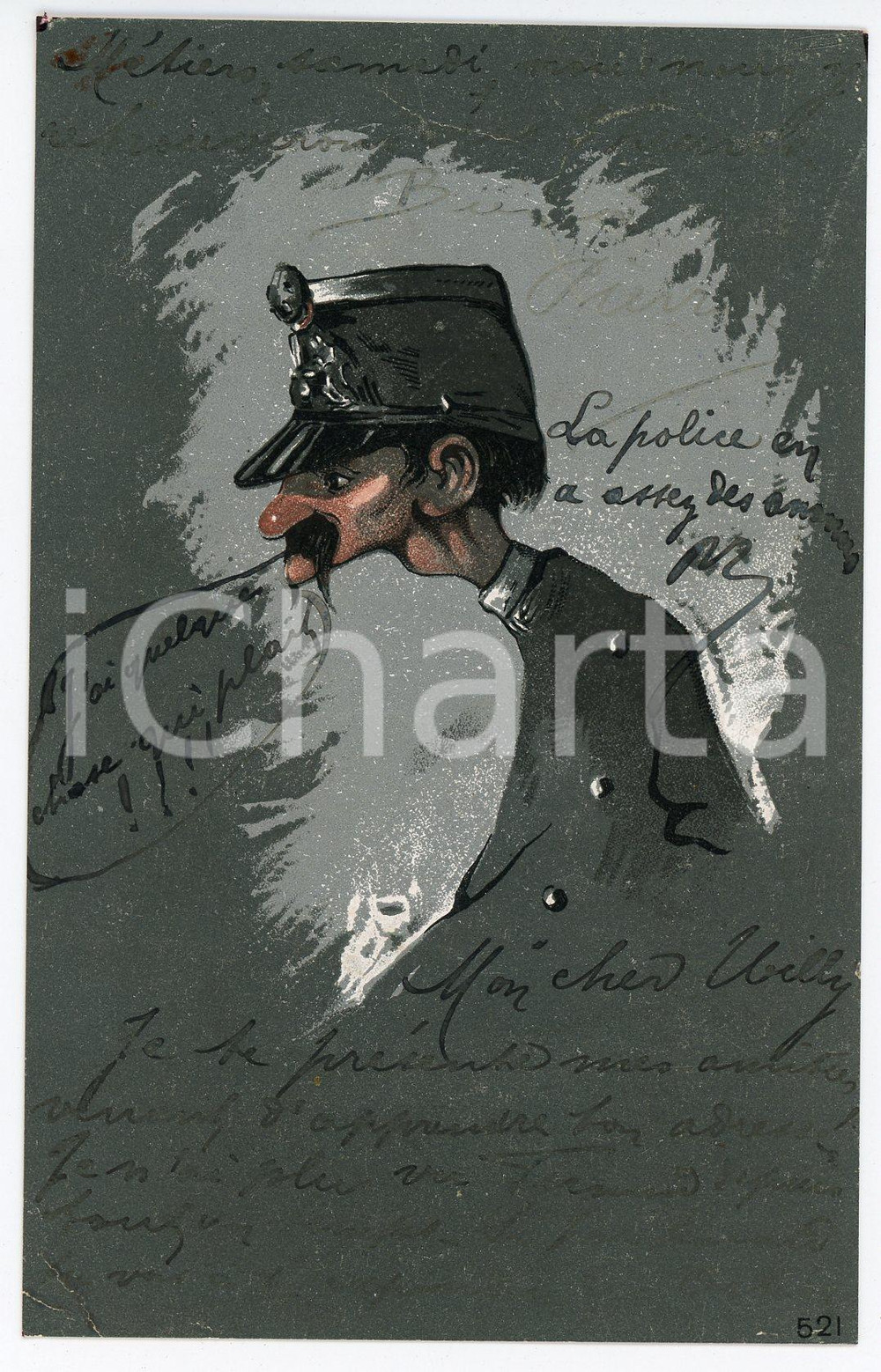1905 ca FRANCE - SATIRE Old soldier ILLUSTRATED Postcard FP VG  Cartolina postale d'epoca, viaggiata. FAIR/discreto Lievi smussature agli angoli e piegatura all'angolo inferiore sinistro Formato: FP originale e autentica 1
