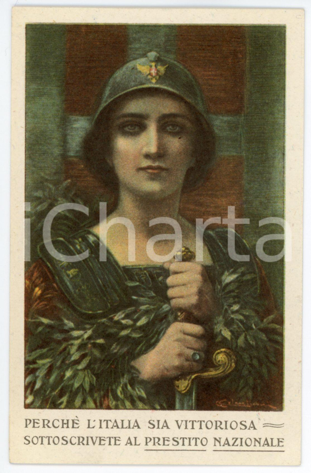 1915 ca WW1 Prestito Nazionale - L'Italia Vittoriosa - Cartolina FP NV  Cartolina postale d'epoca, non viaggiata. GOOD/buono  Formato: FP originale e autentica 1