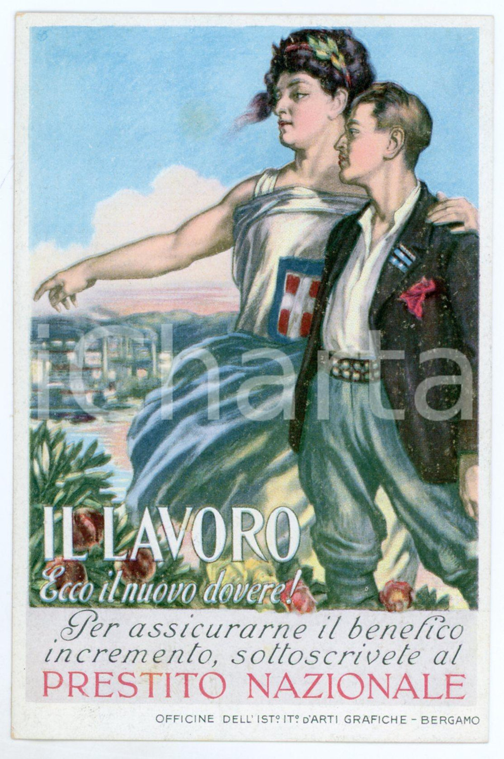 1915 ca WW1 Prestito Nazionale - Il lavoro - Cartolina ILLUSTRATA FP NV  Cartolina postale d'epoca, non viaggiata.    originale e autentica 1