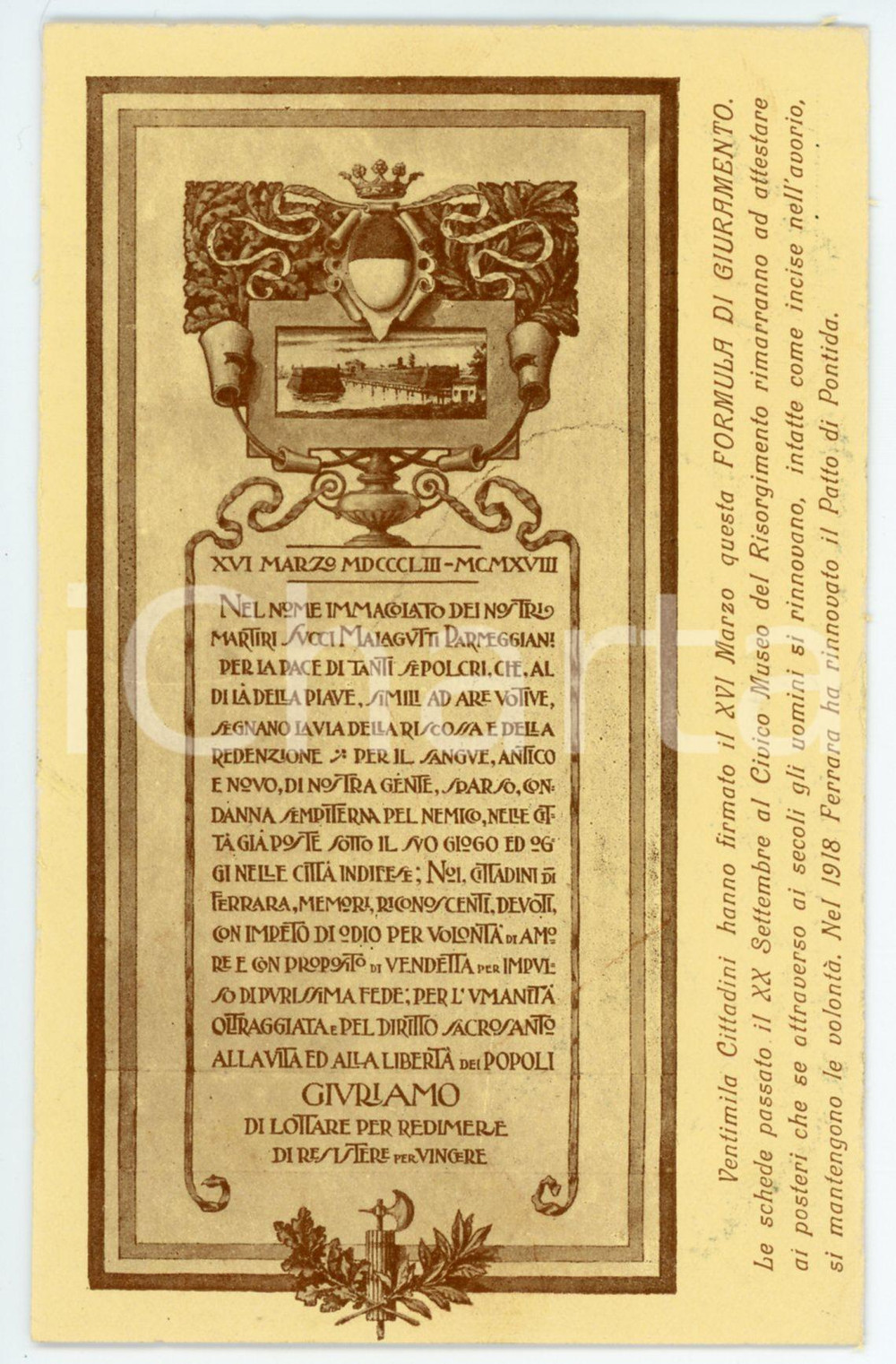 1953 FERRARA Rinnovamento del Patto di Pontida - Giuramento - Cartolina  Cartolina postale originale d'epoca, non viaggiata. POOR/danneggiato evidente piegatura centrale Formato: 9x14 cm originale e autentica 1