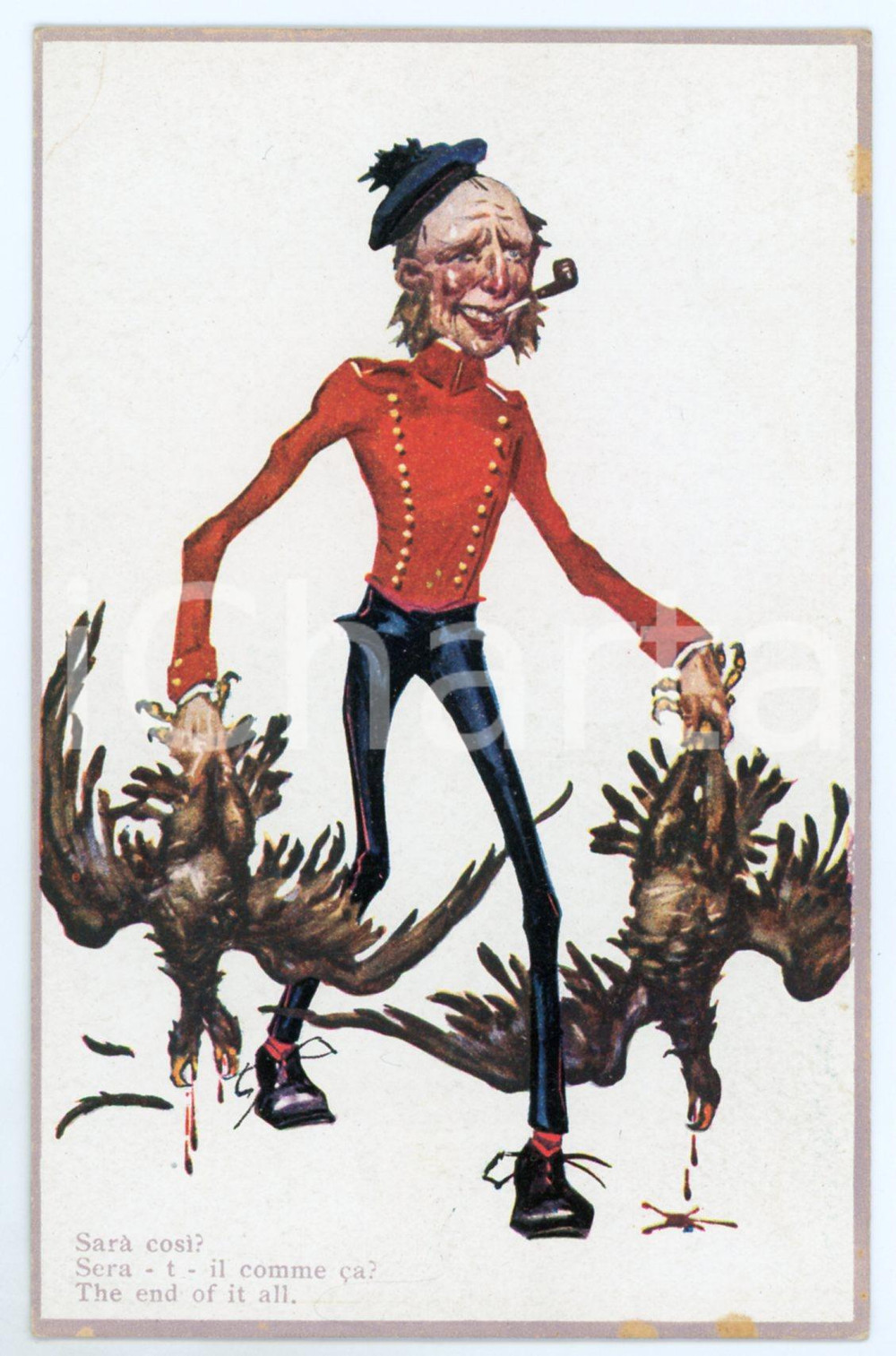 1915 ca WW1 - SATIRE Englishman with Dduble-headed eagle ILLUSTRATED Postcard  Cartolina d'epoca, non viaggiata. FAIR/discreto Lievi smussature agli angoli Formato: FP originale e autentica 1
