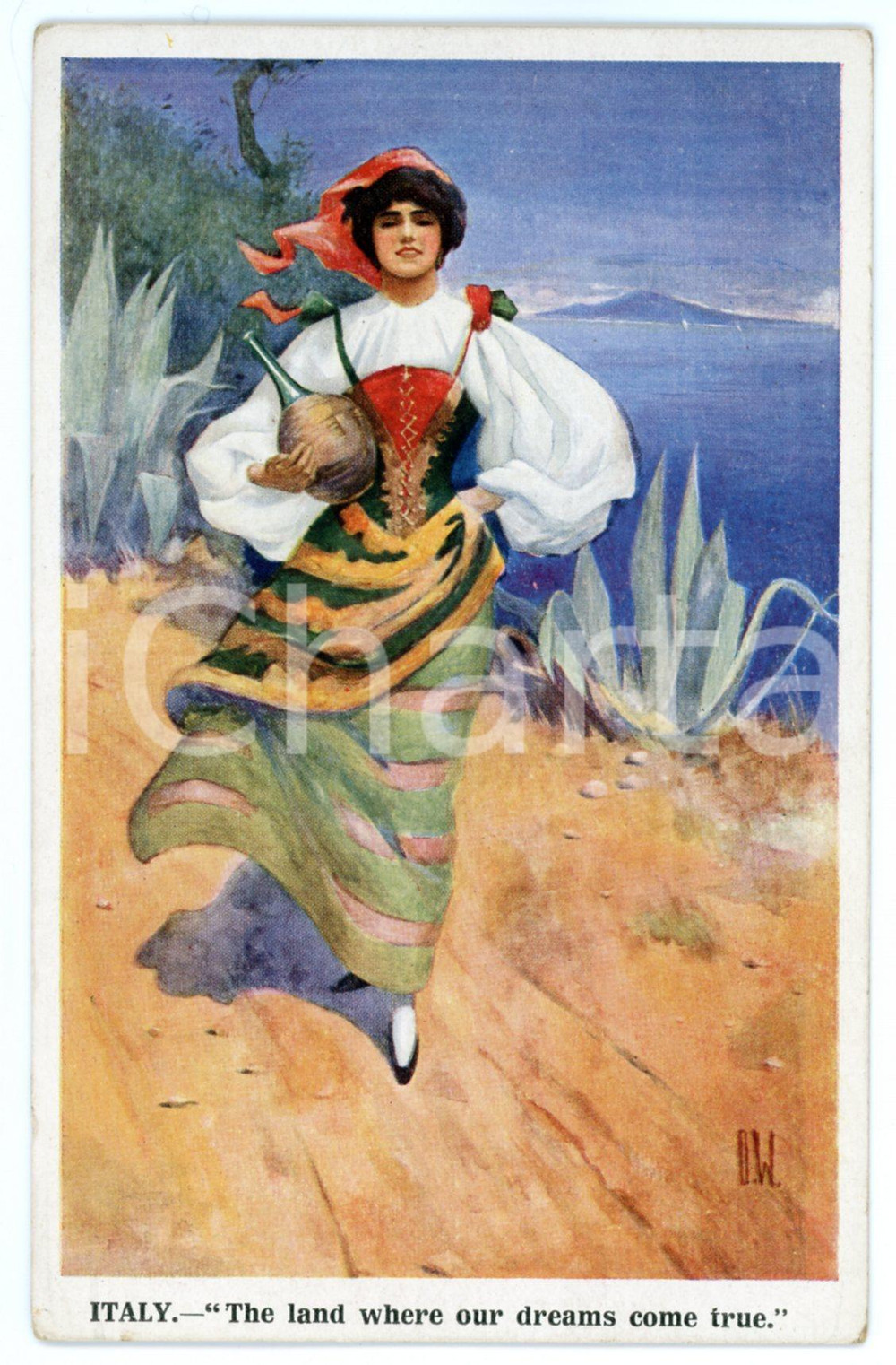 1915 WW1 OUR FAIR ALLIES Italy: the land where the dream come true - Postcard Cartolina postale d'epoca, illustrata, non viaggiata.Serie "Our Fair Allies", n&deg; 1018 - British Manifacture. FAIR/discreto Lievi smussature agli angoli Formato: FP originale e autentica 1