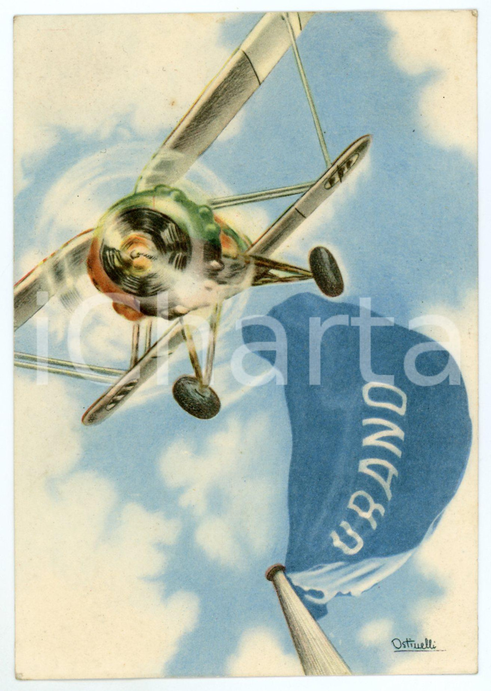 1941 MAK P 100 Regia Accademia Aeronautica - Corso Urano - Cartolina ILLUSTRATA  Cartolina postale d'epoca, viaggiata.Con illustrazione di Ostinelli.CONDIZIONI: FAIR (residui di incollatura al verso)FORMATO: FG    originale e autentica 1