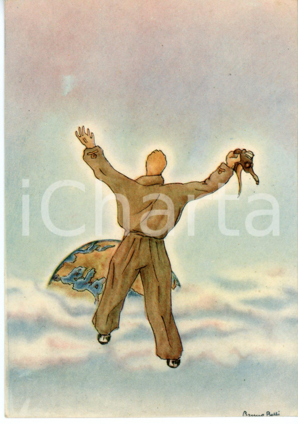 1941 MAK P 100 Regia Accademia Aeronautica - Corso URANO Cartolina ILLUSTRATA FG  Cartolina postale d'epoca, non viaggiata.Illustrazione di Bruno Balbi.CONDIZIONI: FAIRFORMATO: FG    originale e autentica 1