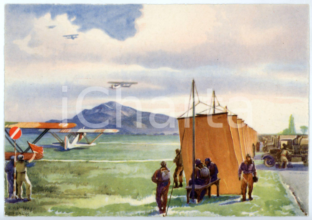 1942 CASERTA R. Accademia Aeronautica - Il volo nella stagione estiva CARTOLINA  Cartolina postale d'epoca, non viaggiata.Illustrazione di Riccobaldi.CONDIZIONI: FAIRFORMATO: FG    originale e autentica 1