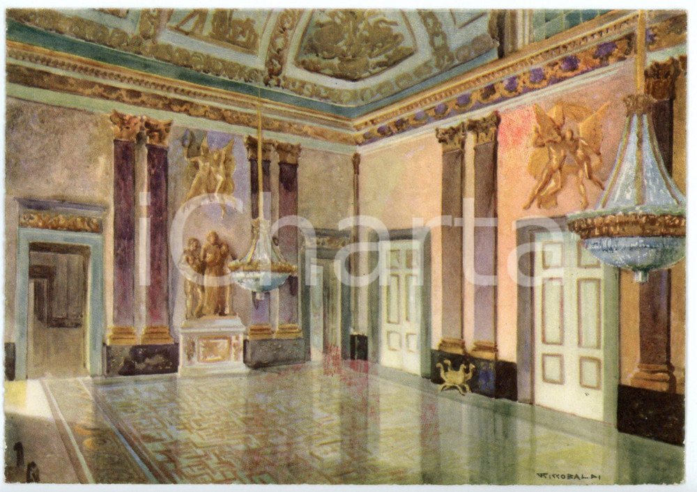 1942 CASERTA Regia Accademia Aeronautica - Sala di Palazzo Reale - Cartolina FG  Cartolina postale d'epoca, non viaggiata.Illustrazione di Riccobaldi.CONDIZIONI: fairFORMATO: FG    originale e autentica 1