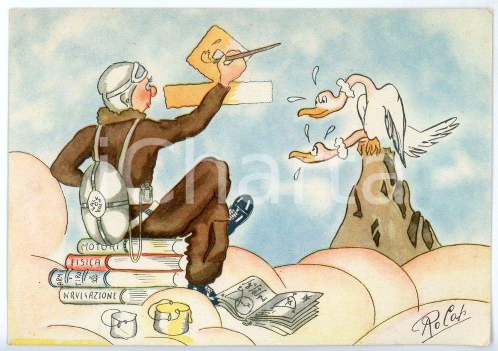 1942 MAK P 100 Regia Accademia Aeronautica - Corso VULCANO Ill. ROCAP Cartolina  Cartolina postale d'epoca, non viaggiata.CONDIZIONI: FAIRFORMATO: FG    originale e autentica 1