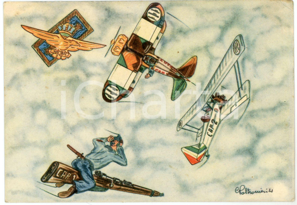 1941 MAK P 100 R. Accademia Aeronautica Corso URANO Cartolina Ill. POLTRONIERI  Cartolina postale d'epoca, non viaggiata.CONDIZIONI: FAIR (lieve piegatura all'angolo superiore destro)FORMATO: FG    originale e autentica 1