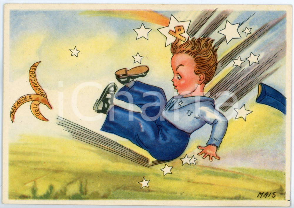 1942 MAK P 100 R. Accademia Aeronautica XIV Corso Integrazione - Cartolina FG NV  Cartolina postale d'epoca, non viaggiata.Illustrazione di Mais.CONDIZIONI: FAIRFORMATO: FG    originale e autentica 1