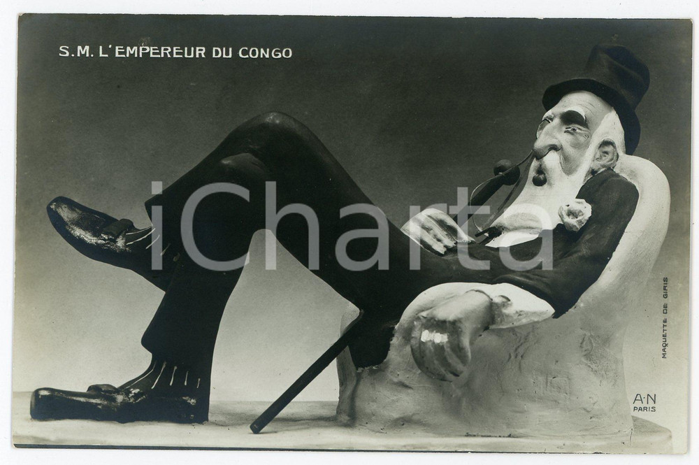 1910 ca AFRIQUE - SATIRE S.M. l'Empereur du CONGO Carte postale (2)  Cartolina postale d'epoca, non viaggiata. GOOD/buono  Formato: 14x9 cm originale e autentica 1