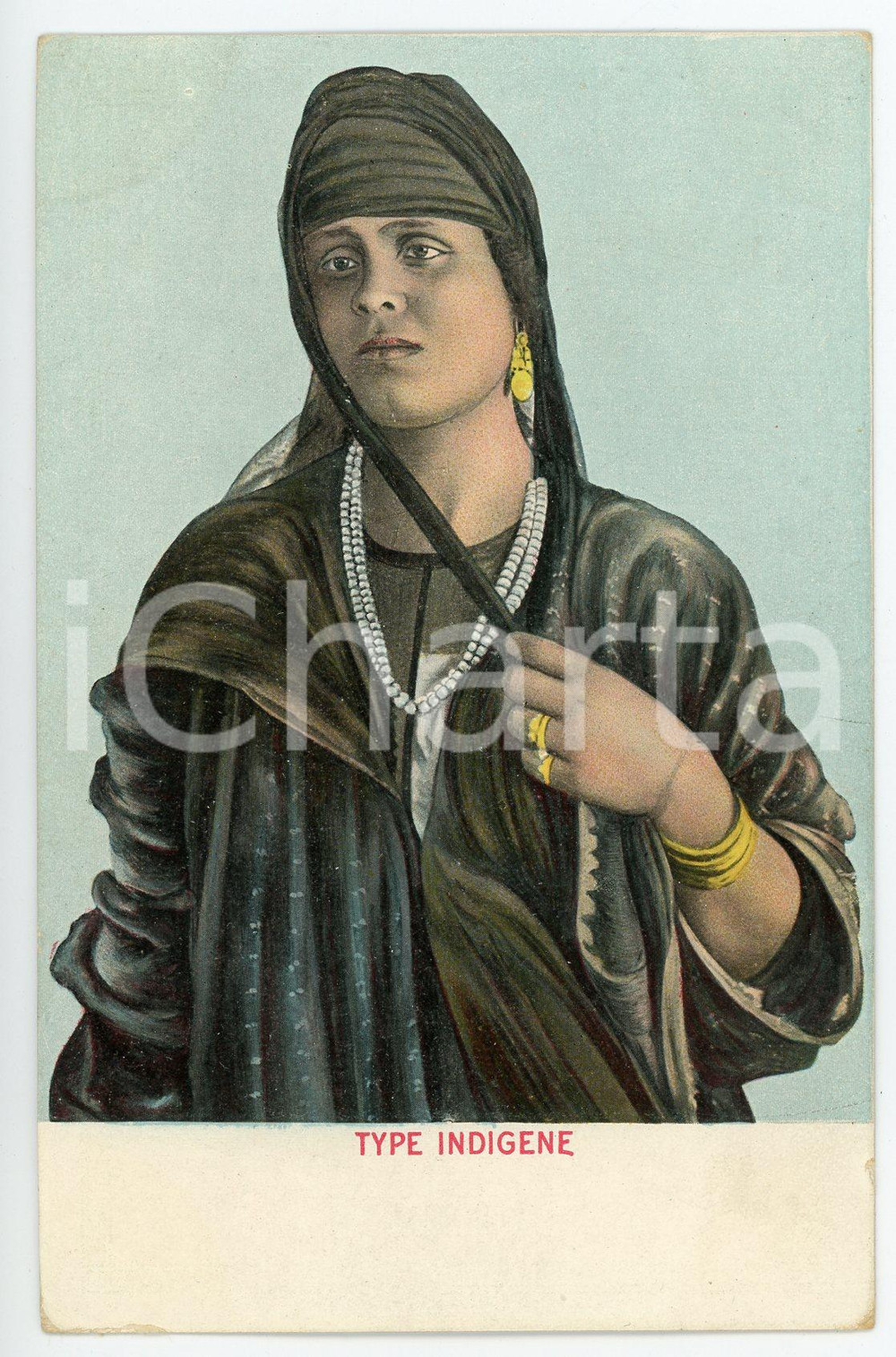 Cartolina originale da collezione 1910ca EGYPTE Femme arabe portant le hijab  Type indigÃ¨ne  Carte postale FP NV 1