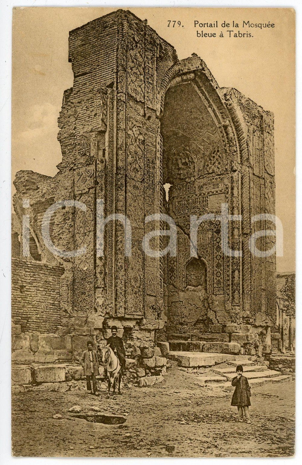 Fotografia d epoca originale 1910ca TABRIZ IRAN Portail de la Mosquée Bleue  Fotografia seriale 8x13cm 1