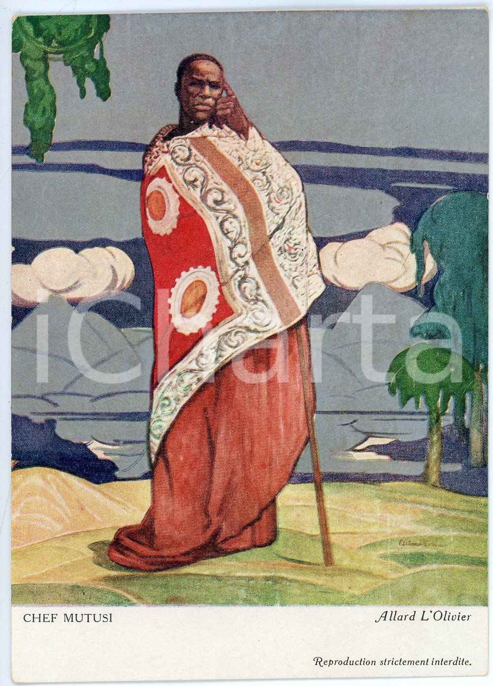 1931 CONGO BELGE Fernand ALLARD L'OLIVIER Chef Mutusi - Postcard 1 Cartolina d'epoca, non viaggiata. GOOD/buono  Formato: FG originale e autentica 1