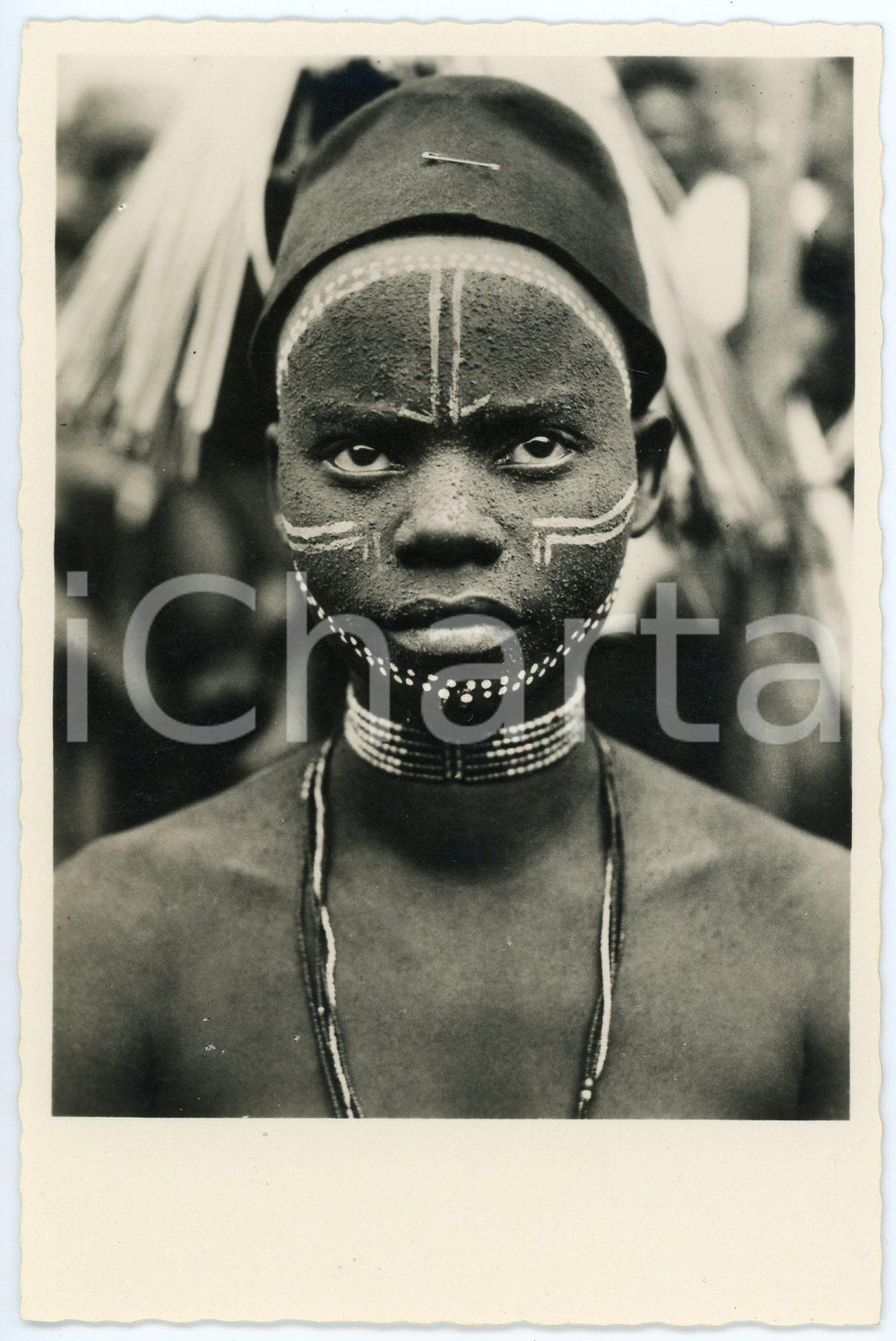 Cartolina originale da collezione 1950 ca AFRIQUE  EQUATEUR Coiffure Ngwaka avant l excision  Carte postale FG 1