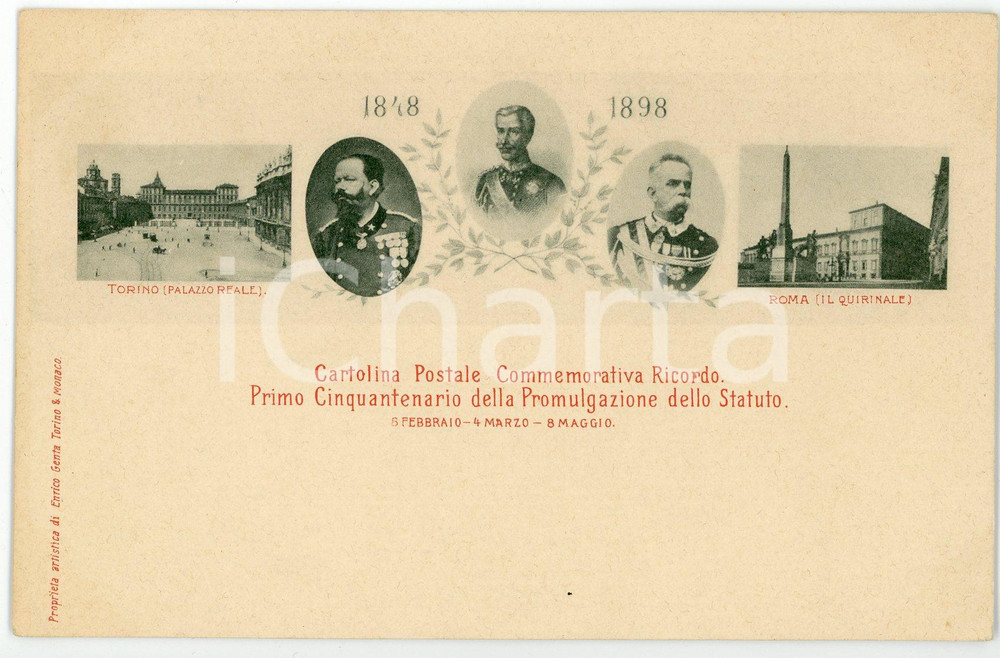 1898 STATUTO ALBERTINO Primo cinquantenario della promulgazione - Cartolina FP  Cartolina postale d'epoca, non viaggiata.CONDIZIONI: GOODFORMATO: FP    originale e autentica 1
