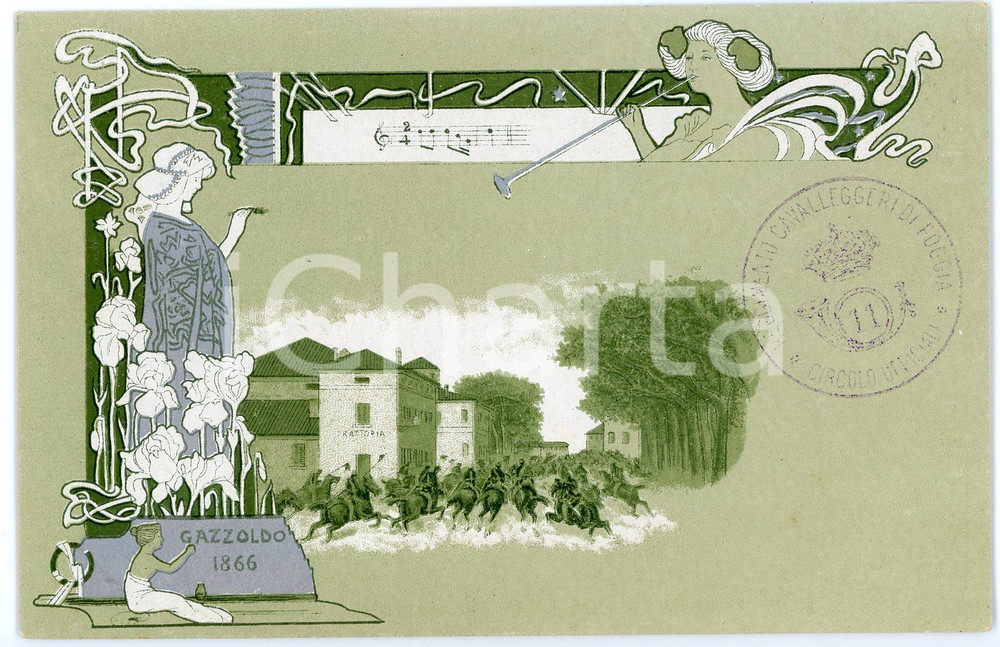 1900 ca GAZZOLDO Cavalleggeri di Foggia - Cartolina Reggimentale FP NV  Cartolina postale d'epoca, non viaggiata, con timbro del Reggimento.CONDIZIONI: GOODFORMATO: FP    originale e autentica 1