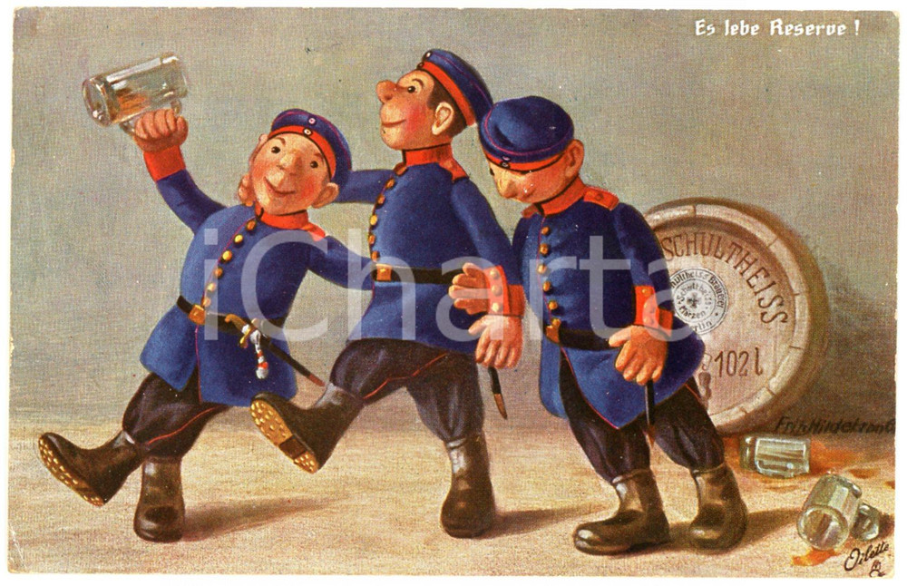 1911 Artist Fritz HILDEBRAND Soldatenpuppen - Es lebe reserve - Postkarte  Cartolina postale d'epoca, viaggiata. FAIR/discreto Smussature agli angoli Formato: FP originale e autentica 1